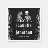 Serviette En Papier Mariage des squelettes d'Halloween gothique noir e (Devant)