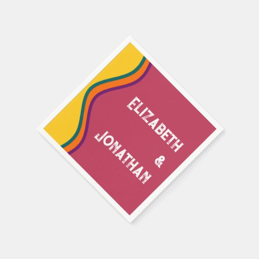 Serviette En Papier Mariage des vagues du sud-ouest rétro (Coin)