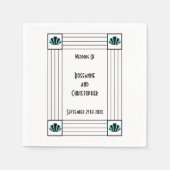 Serviette En Papier Mariage design Art déco bleu (Devant)