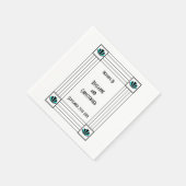 Serviette En Papier Mariage design Art déco bleu (Coin)