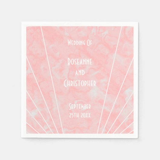 Serviette En Papier Mariage design Art déco en marbre rose (Devant)