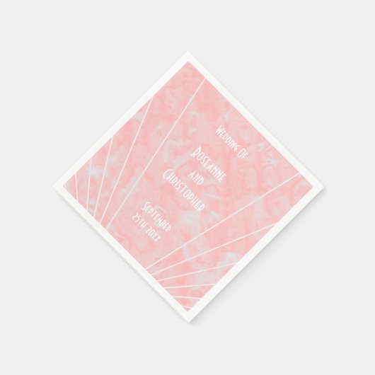 Serviette En Papier Mariage design Art déco en marbre rose (Coin)