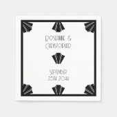 Serviette En Papier Mariage Design Art Déco Noir Et Blanc (Devant)