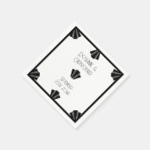 Serviette En Papier Mariage Design Art Déco Noir Et Blanc (Coin)