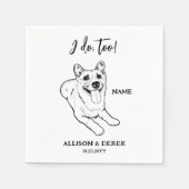 Serviette En Papier Mariage d'esquisse de chien simple pour animal de  (Devant)
