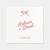 Serviette En Papier Mariage d'esquisse de ruban à ruban à main rouge (Devant)