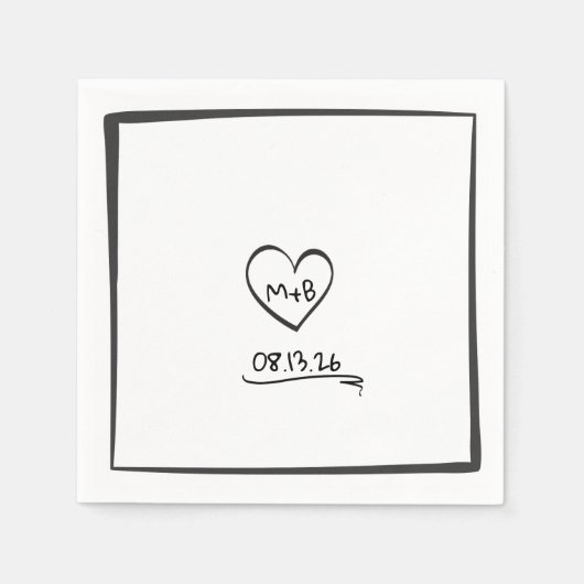 Serviette En Papier Mariage d'esquisse simple et intemporel (Devant)
