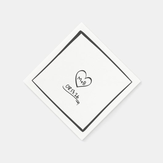 Serviette En Papier Mariage d'esquisse simple et intemporel (Coin)