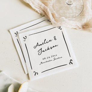 Serviette En Papier Mariage Dessiné à la Main de Manière Fantaisiste