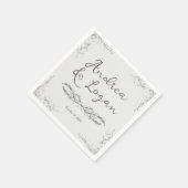 Serviette En Papier Mariage Dessiné à la Main Fantaisiste (Coin)