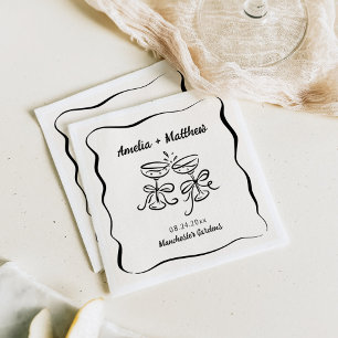 Serviette En Papier Mariage Dessiné Moderne et Fantaisiste