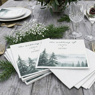 Serviette En Papier Mariage Destination Montagne Deep Forest