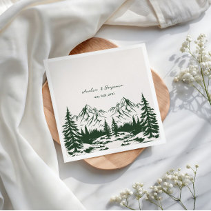 Serviette En Papier Mariage d'été en montagne dessiné à la main
