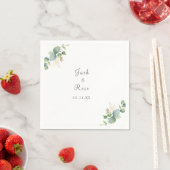 Serviette En Papier Mariage d'été Eucalyptus de verdure rustique. (En situation)