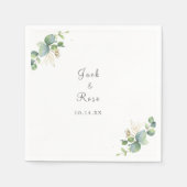 Serviette En Papier Mariage d'été Eucalyptus de verdure rustique. (Devant)