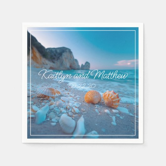 Serviette En Papier Mariage d'été moderne (Devant)