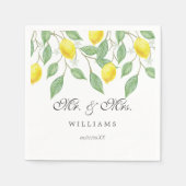 Serviette En Papier Mariage d'été moderne boho aquarelle citron (Devant)