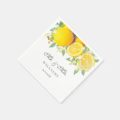 Serviette En Papier Mariage d'été moderne Boho Watercolor Lemon (Coin)