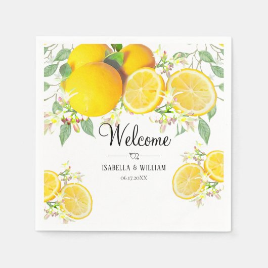 Serviette En Papier Mariage d'été moderne Lemon Boho (Devant)