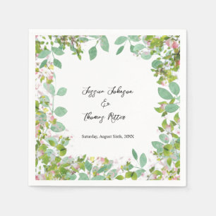 Serviette En Papier Mariage d'été romantique personnalisé Eucalyptus