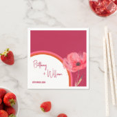 Serviette En Papier Mariage d'été rose vibre moderne (En situation)