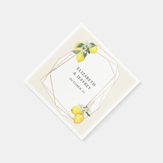 Serviette En Papier Mariage d'été Rustique Citrus Boho (Coin)