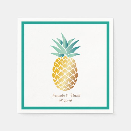 Serviette En Papier Mariage d'été tropical de l'ananas hawaïen (Devant)