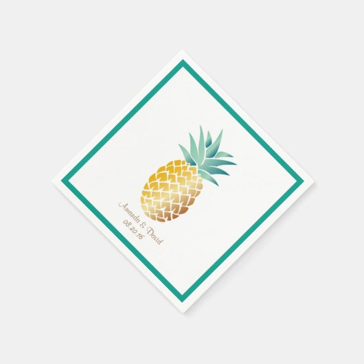 Serviette En Papier Mariage d'été tropical de l'ananas hawaïen (Coin)