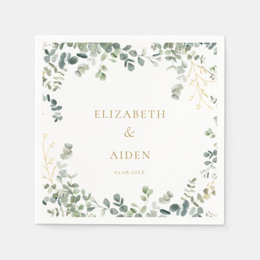 Serviette En Papier Mariage d'eucalyptus (Devant)