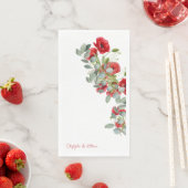 Serviette En Papier Mariage d'eucalyptus à la florale rouge (En situation)