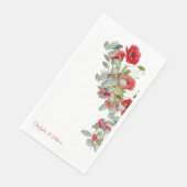 Serviette En Papier Mariage d'eucalyptus à la florale rouge (Coin)