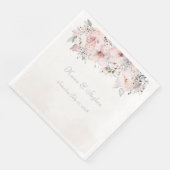 Serviette En Papier Mariage d'Eucalyptus argenté de Peony (Coin)