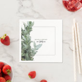 Serviette En Papier Mariage d'eucalyptus en argent (En situation)