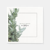 Serviette En Papier Mariage d'eucalyptus en argent (Devant)