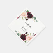 Serviette En Papier Mariage d'eucalyptus rose pâle de Bourgogne (Coin)