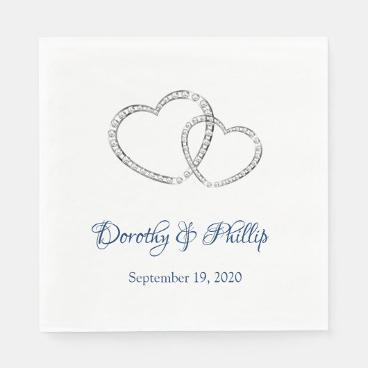 Serviette En Papier Mariage deux coeurs papier serviettes (Devant)
