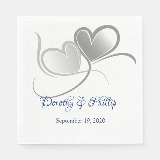 Serviette En Papier Mariage deux coeurs papier serviettes (Devant)