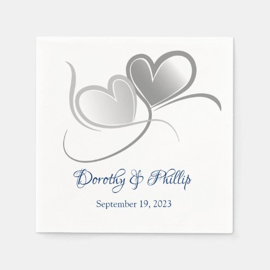Serviette En Papier Mariage deux coeurs papier serviettes (Devant)