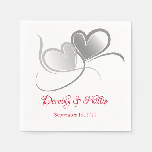 Serviette En Papier Mariage deux coeurs papier serviettes (Devant)