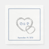 Serviette En Papier Mariage deux coeurs papier serviettes (Devant)