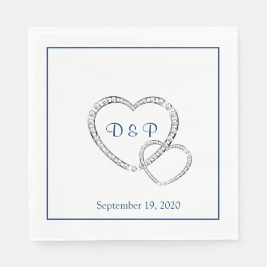 Serviette En Papier Mariage deux coeurs papier serviettes (Devant)