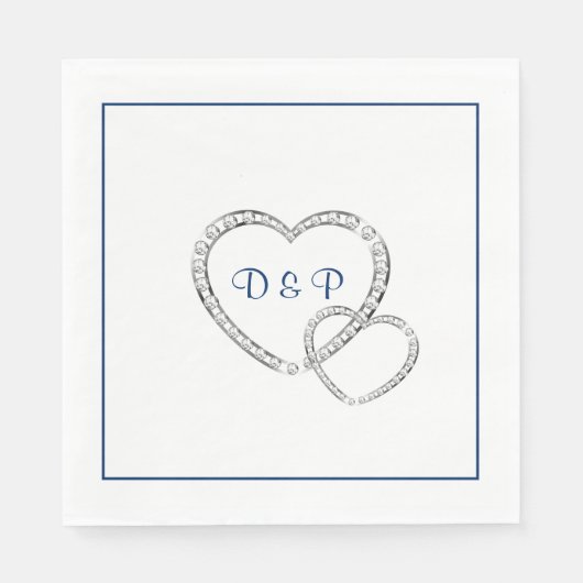 Serviette En Papier Mariage deux coeurs papier serviettes (Devant)