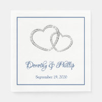Mariage deux coeurs papier serviettes