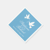 Serviette En Papier Mariage deux colombes blanches bleu serviettes per (Coin)