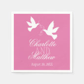 Serviette En Papier Mariage deux colombes blanches roses serviettes pe (Devant)
