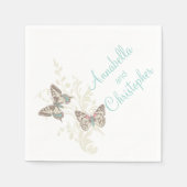 Serviette En Papier Mariage deux papillons art turquoise serviettes bl (Devant)
