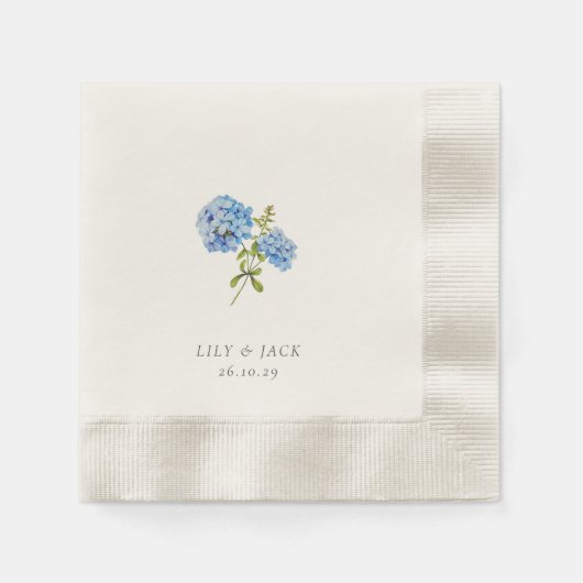 Serviette En Papier Mariage d'événement tendance Blue White Floral Hyd (Devant)