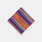 Serviette En Papier Mariage d'Halloween aux rayures orange violet mode (Coin)
