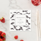 Serviette En Papier Mariage d'Halloween chauves-souris - Blanc (En situation)