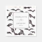 Serviette En Papier Mariage d'Halloween chauves-souris - Blanc (Devant)